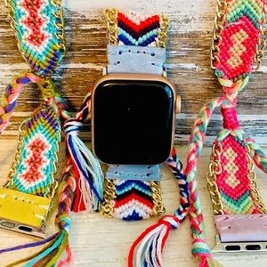 Never Worn Apple watch band crochet pink blue Boho 38/40mm